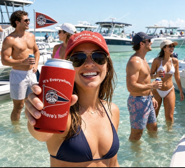 Koozie in hand at the raft-up